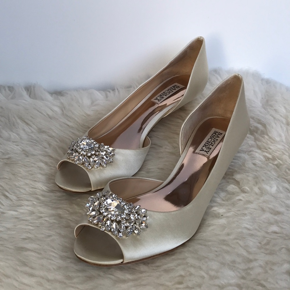 Badgley Mischka Macie Embellished Peep Toe Pumps